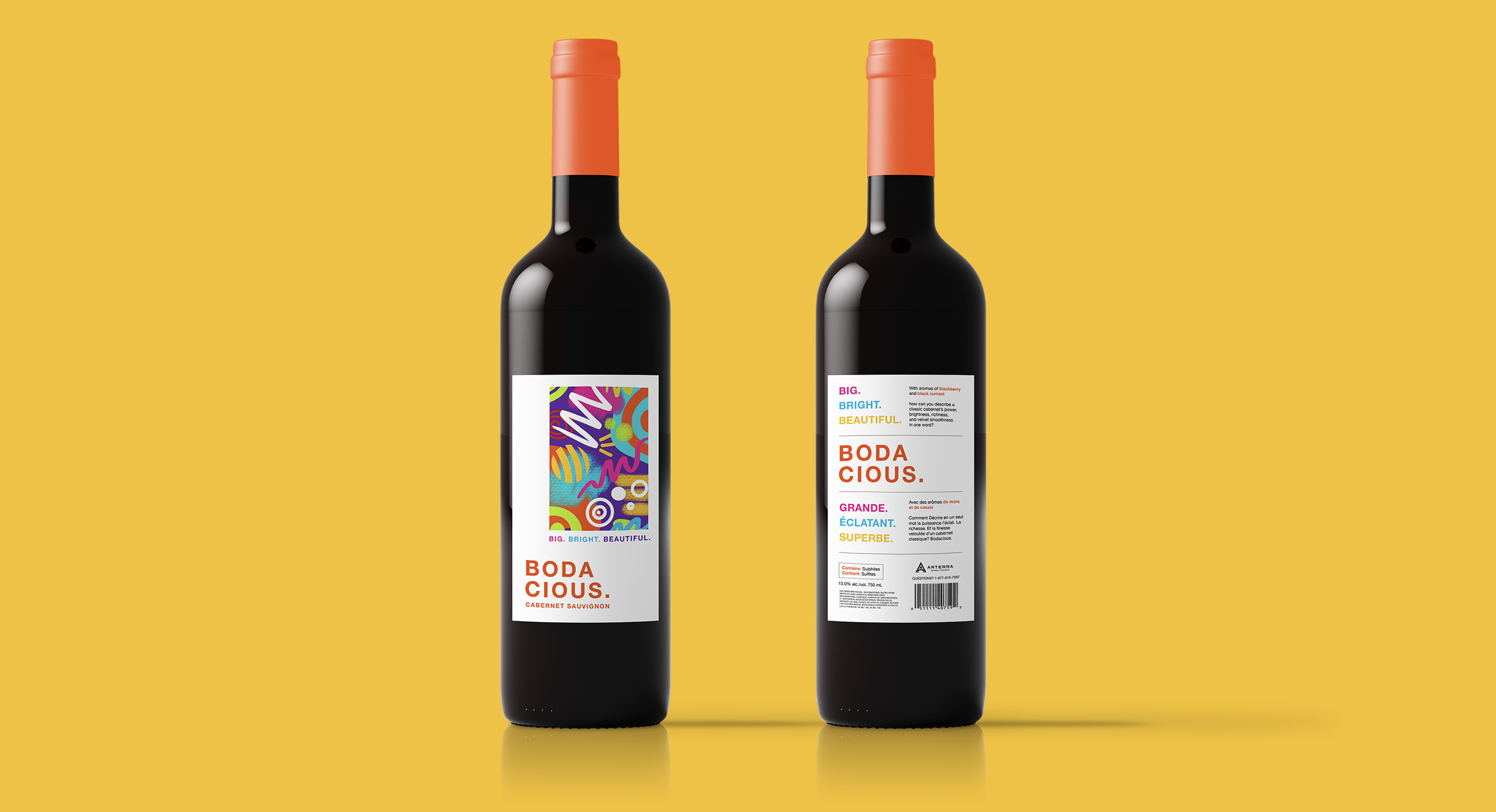 bodacious wine bottle front and back