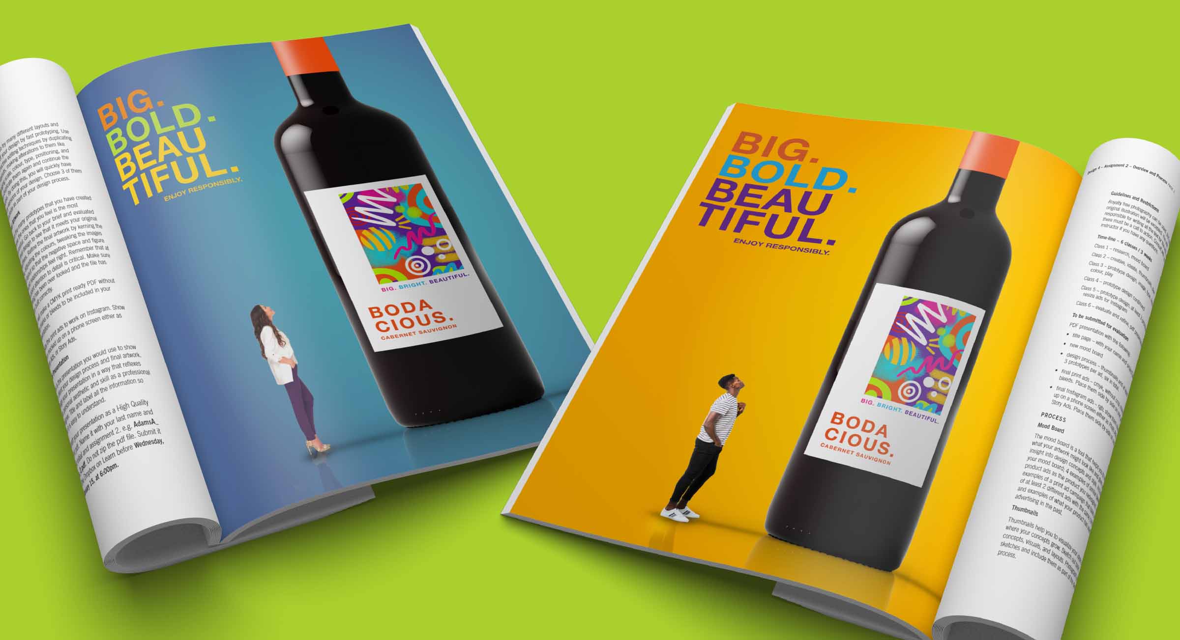 two magazines with boacious ad