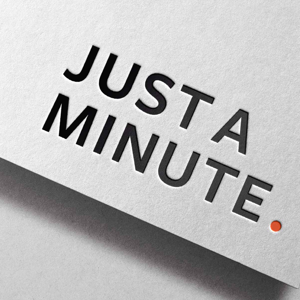 'just a minute' logo mockup