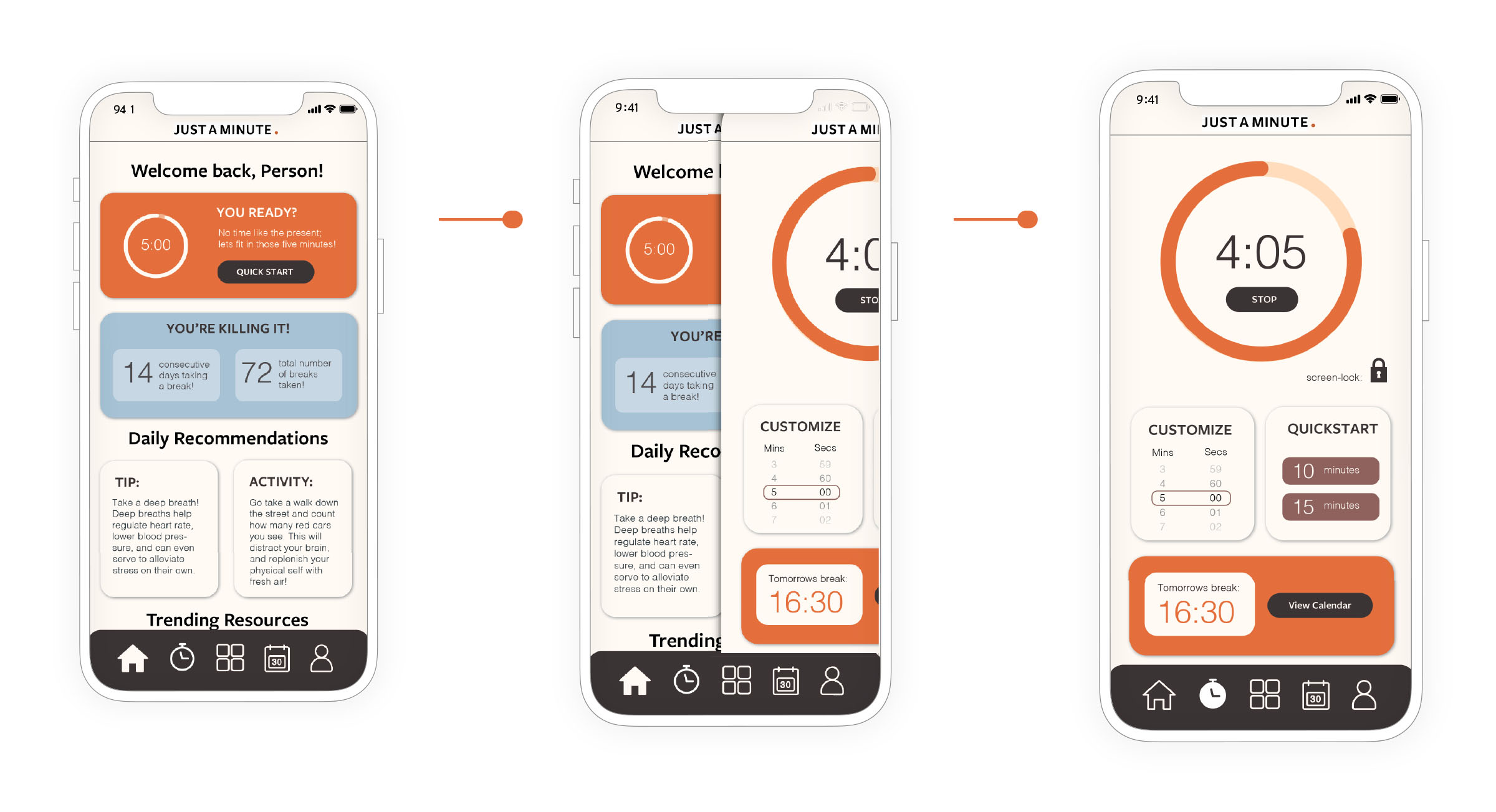 'just a minute' interstitial app frame