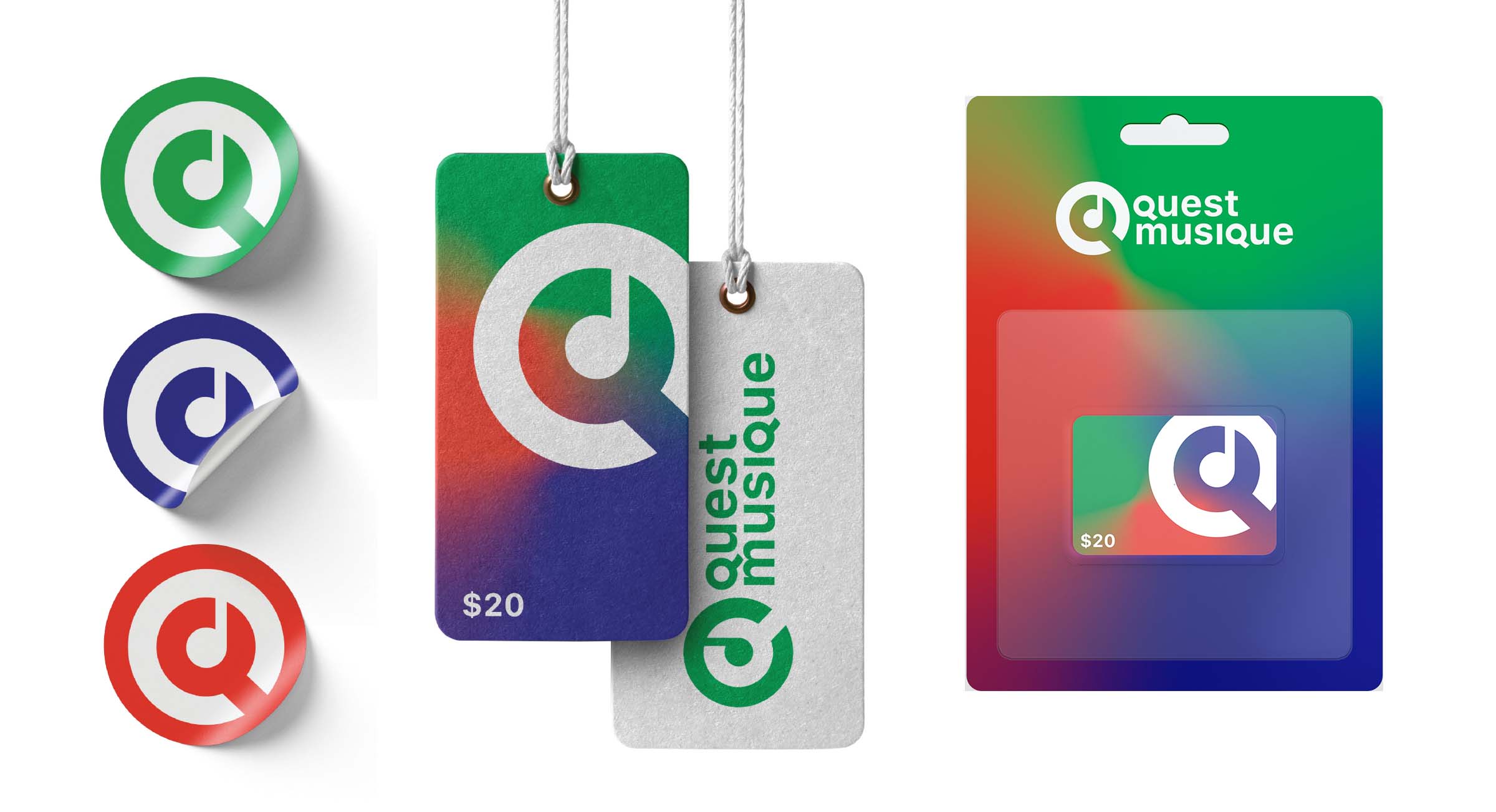 quest musique tags, stickers, and giftcard